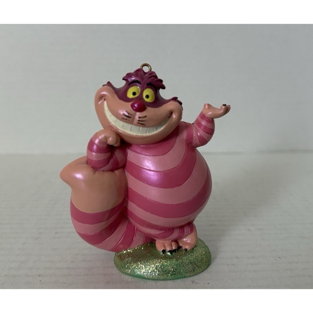 Disney Alice in Wonderland Cheshire Cat Christmas Ornament Pink Purple Striped